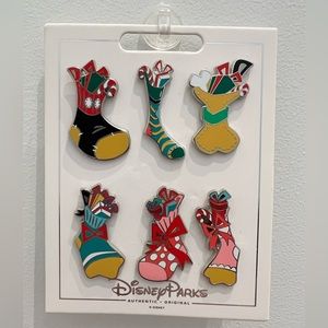 Disney Pins Pack of 6 Christmas Stocking Authentic Official Disney Parks Trading